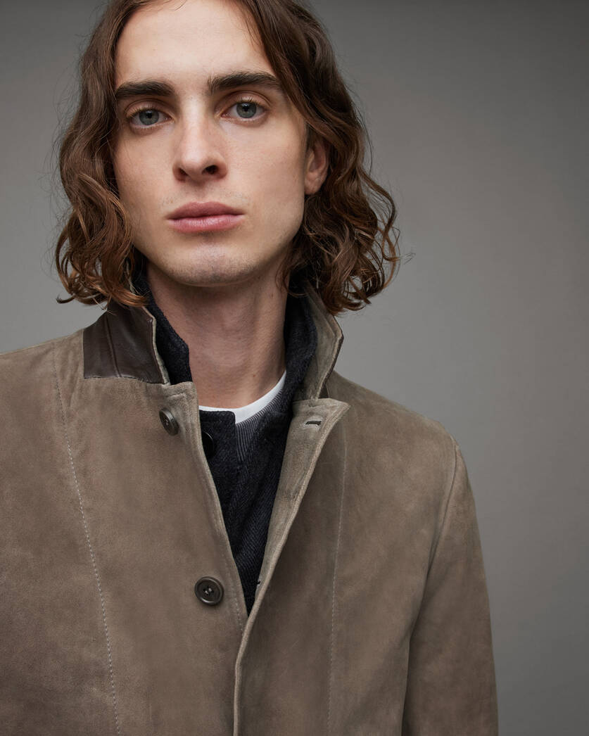 Light Grey Leather Blazer, back view