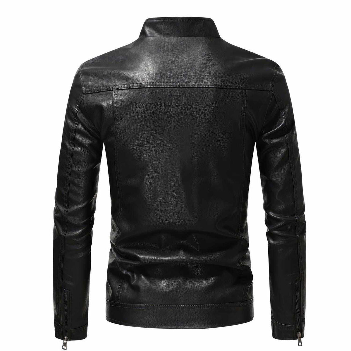 Men's Black Vintage Racer Leather Jacket, styled