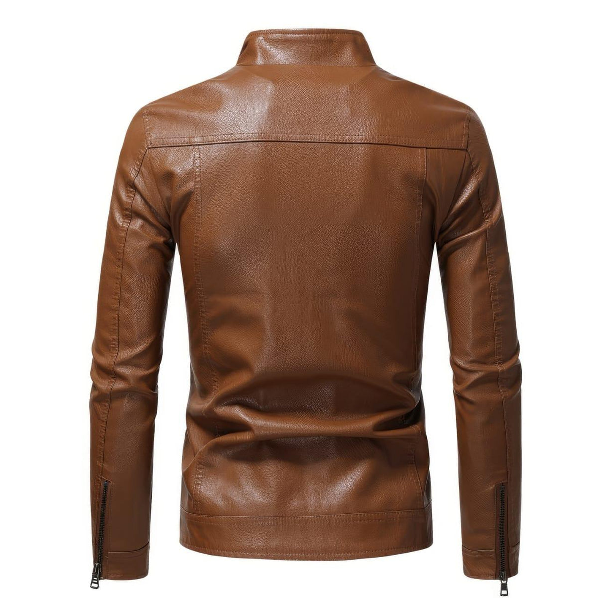 Men's Brown Leather Racer Jacket, styled
