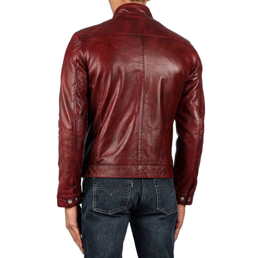 Men's Burgundy Leather Jacket, view 5