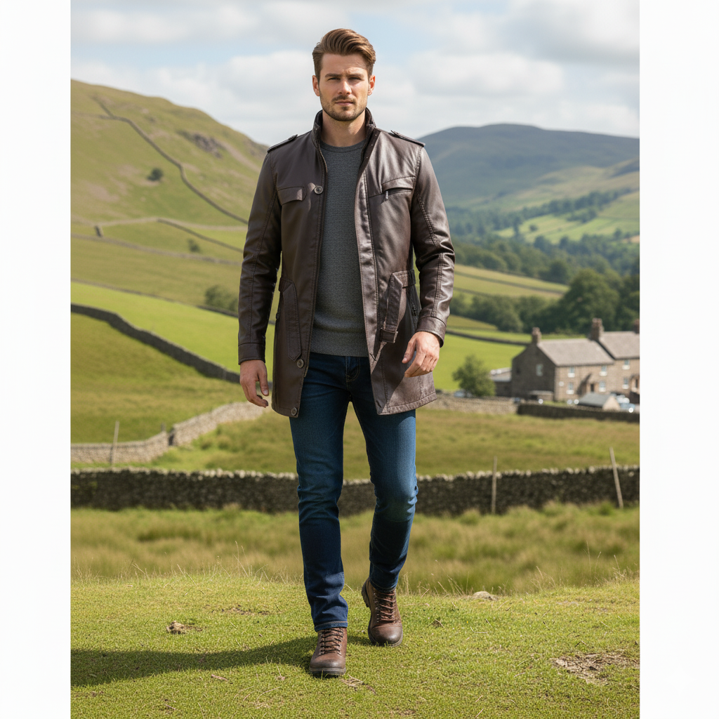 The Heritage Longline: Men's Leather Jacket, styled