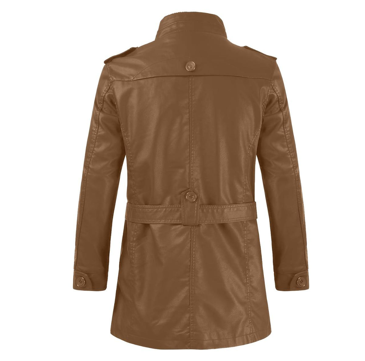 The Heritage: Men's Tan Calfskin Leather Jacket, back view