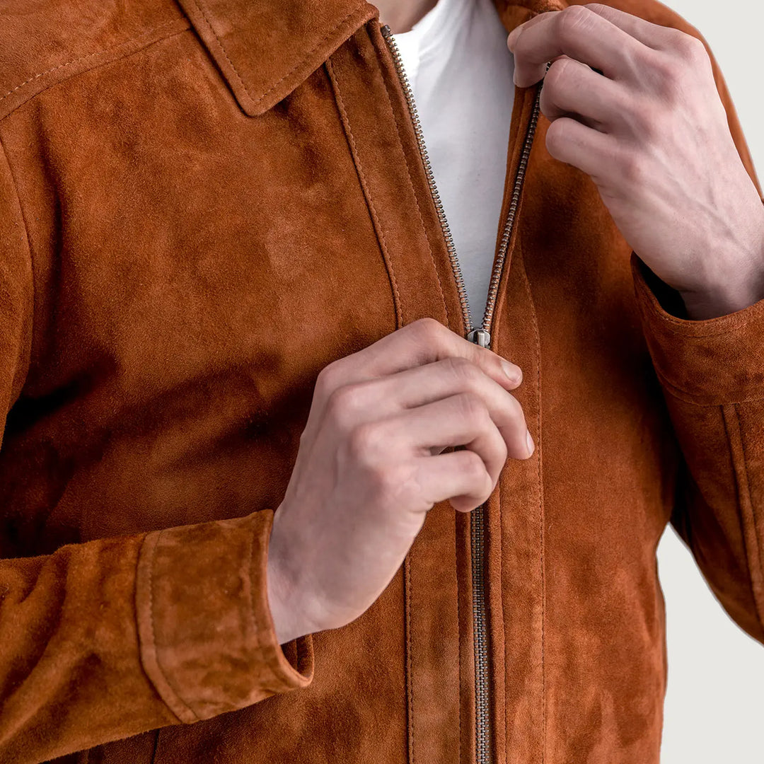 Leichte braune Wildlederjacke für Herren, Ansicht 5