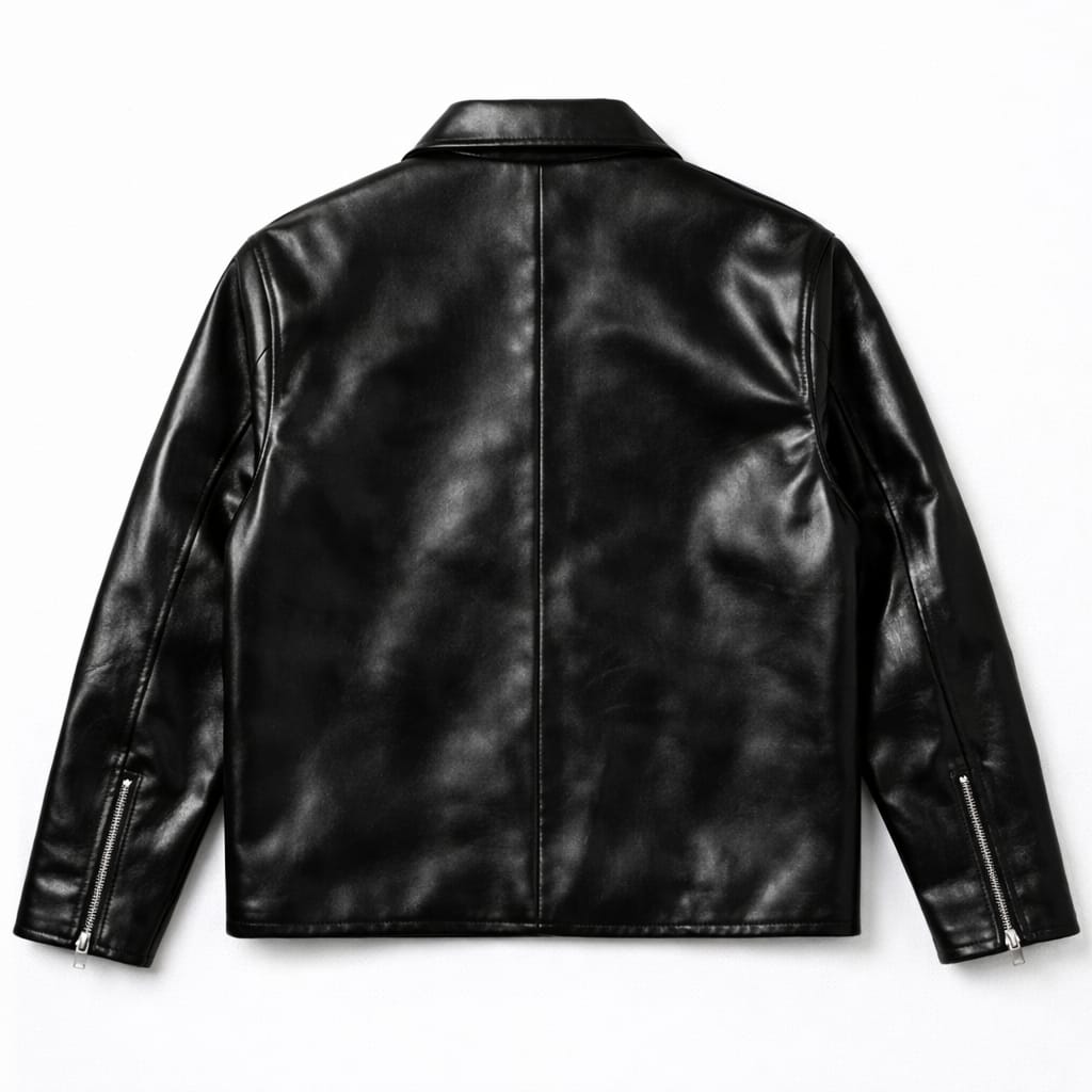The Harrington: schwarzer Lederblouson für Herren aus Vollnarbenleder, offen getragen, Wild Leathers