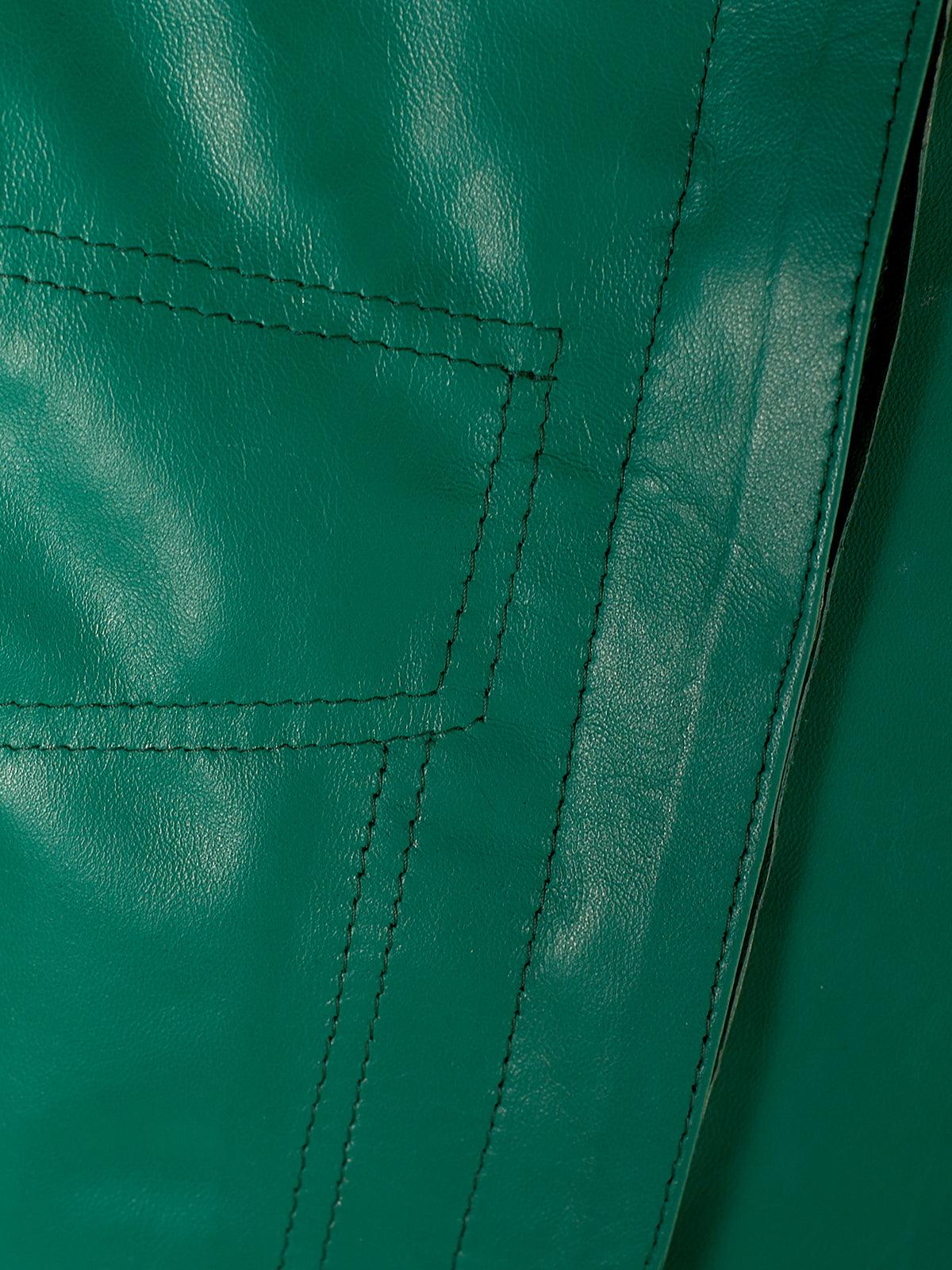 The Manhattan: Women's Emerald Green Leather Jacket, leather detail