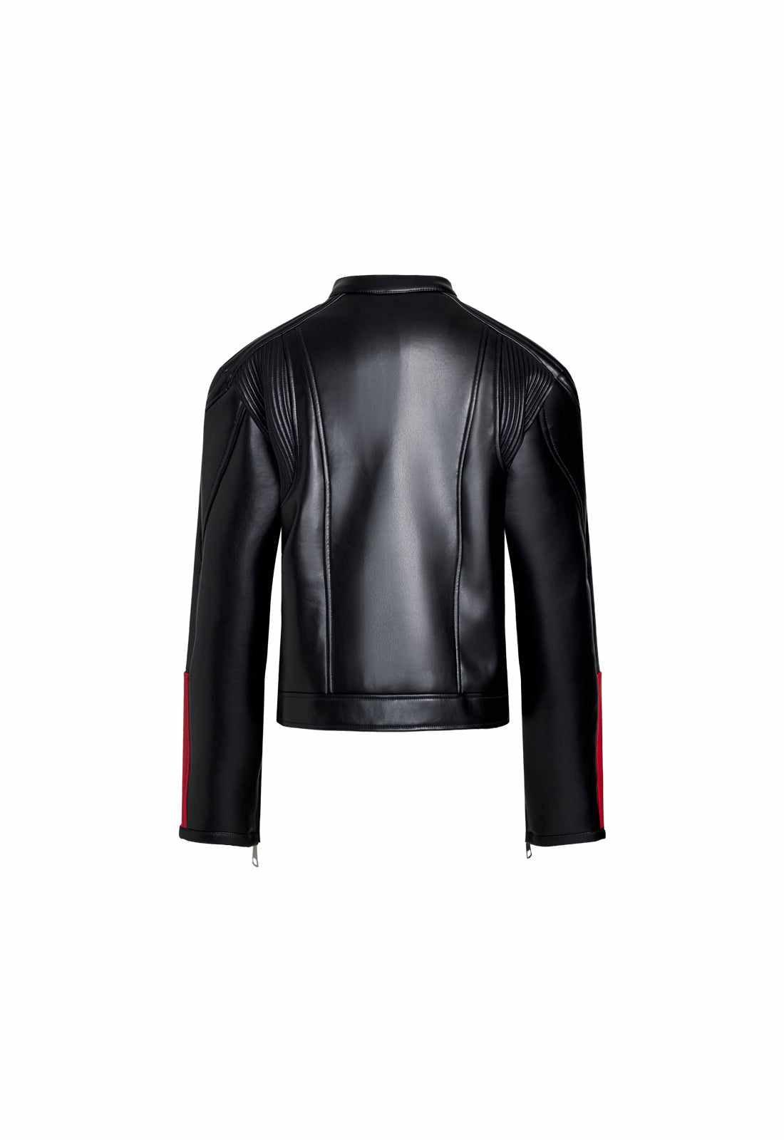 The Onyx: Women's Black Leather Jacket, leather detail